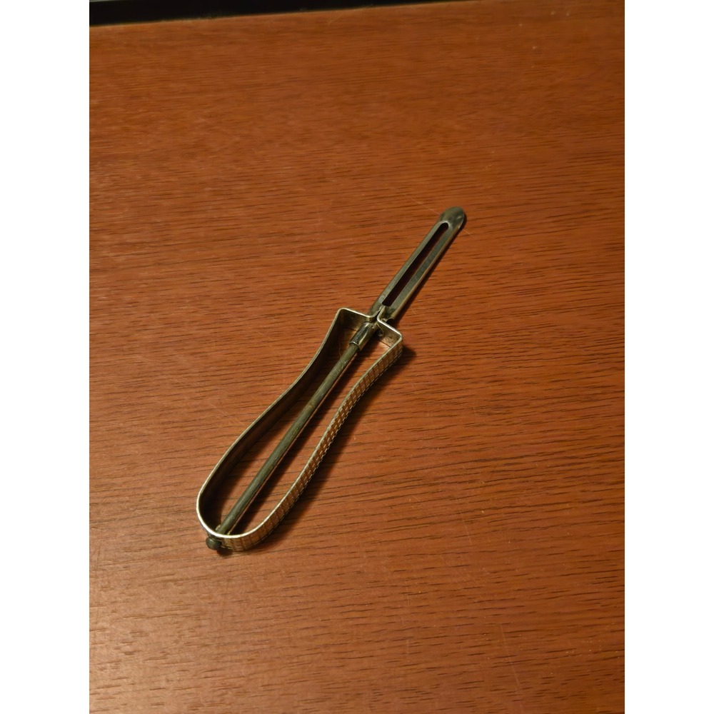 Vintage Metal Swivel Blade Potato Peeler Textured Handle Silver Tone